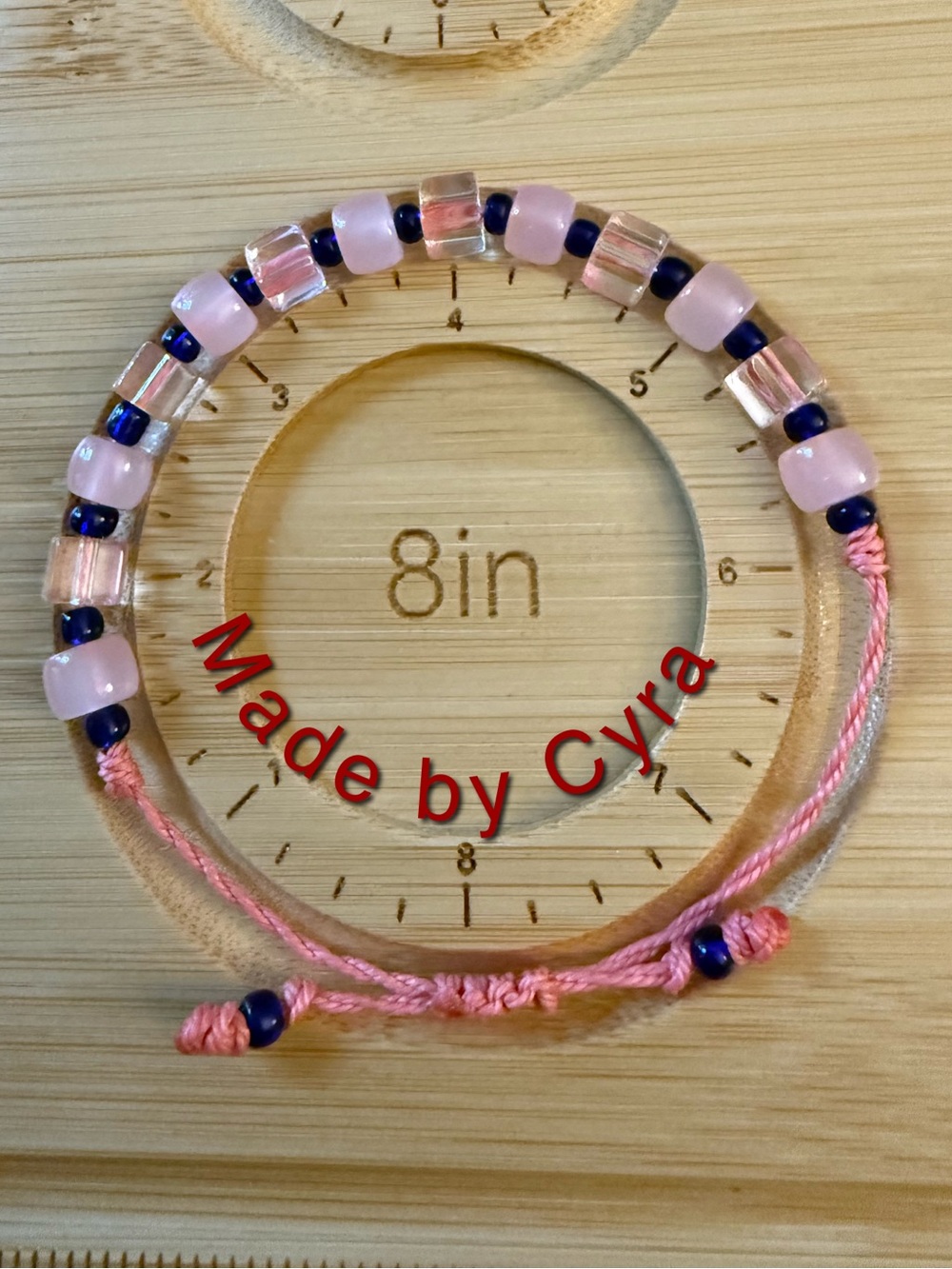 Peach & Navy Beaded Adjustable Bracelet